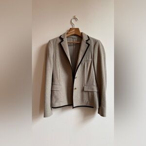 Vintage Etro Cashmere Herringbone Schoolboy Blazer Cream Brown IT 40 -